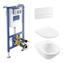 Potinkinis WC komplektas Villeroy&Boch rėmas + Villeroy&Boch klozetas + baltas mygtukas (92243068,4616CB01)
