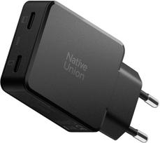 charger Native Union Native Union Pocket GaN Charger PD 65W (2x USB C), black | POCK-PD65-BLK-EU | 4895200491118