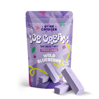 STAR CANDIES Šaltyje džiovinti grietinėlės ir mėlynių skonio ledai, 50g