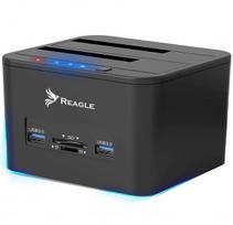 Išorinis kietasis diskas Reagle stotelė 2.5 3.5 SATA HDD SSD 2x16 TB USB 3.2 klonavimas SD TF juoda