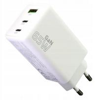 Įkroviklis - everActive GaN 65W 1 USB, 2 USB-C Greitas Įkrovimas 4+ Baltas