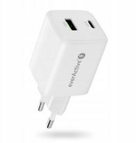 Įkroviklis - everActive Quick Charge 4.0 & Power Delivery 3.0 USB-C 45W Baltas