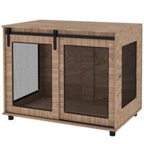 "PawHut" šuns narvo baldai, narvas šunims su 2 rakinamomis durelėmis, šoninis staliukas namams, namas dideliems šunims iki 30 kg, plienas, 98 x 60 x 78 cm, graikinis riešutas, Nussbaum
