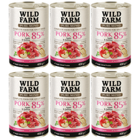 WILD FARM PURE MONO Kiauliena, obuoliai ir kinoa 6x400 g vienos rūšies baltymų šunų maistas