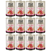 WILD FARM PURE MONO Kiauliena, obuoliai ir kinoa 12x400 g vienos rūšies baltymų šunų maistas