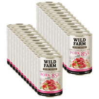 WILD FARM PURE MONO Kiauliena, obuoliai ir kinoa 24x400 g vienos rūšies baltymų šunų maistas