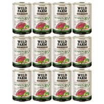 WILD FARM PURE MONO Elnienos, brokolių ir spanguolių 12x400 g vienos rūšies baltymų šunų maistas