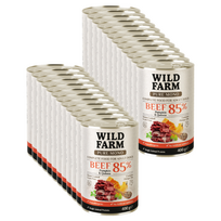 WILD FARM PURE MONO Jautiena, moliūgai ir kvinoja 24x400 g vienos rūšies baltymų šunų maistas