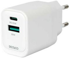 Sieninis įkroviklis DELTACO USBC-AC159, 1 x USB-A, 18W, 1 x USB-C PD, 35W