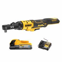 DCF520E1 DeWALT 18V akumuliatorinė terkšlė su keičiamomis galvutėmis 1/4", 3/8", 1/4" HEX (1x1.7 Ah)