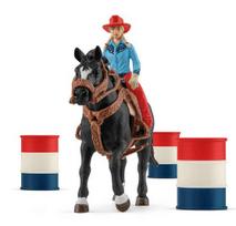 Rinkinys Schleich Farm World Barrel Racing With Cowgirl 42576, 16 cm, įvairių spalvų