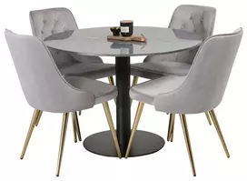 Valgomojo komplektas stalas Estelle su 4 kėdėmis Velvet Deluxe