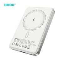 BWOO P82 10000mAh 15W išorinė baterija belaidis krovimas šviesiai pilka