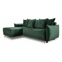 Sulankstoma kampinė sofa iš kordinio velveto žalios spalvos (kintama) Lazy Lukka – Miuform