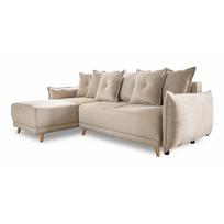 Sulankstoma kampinė sofa iš kordinio velveto smėlio spalvos (kintama) Lazy Lukka – Miuform
