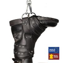 Red Leather Red Leather Leather Leg Suspension Straps Set Black, 2 Pieces, 130kg Load