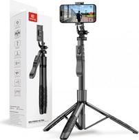 Crong Aluminium selfie stick Bluetooth tripod black