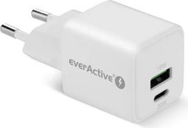 Everactive PHONE CHARGER GAN 1X US B, 1X USB-C 20W WHITE
