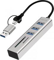 Logilink USB3.0 hub USB-A, SD/mic roSD slot, 2in1