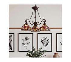 Quoizel QZ-LARISSA-3P-CH - Pakabinama Tiffany liustra ant grandinės LARISSA 3xE27/60W/230V