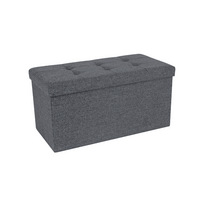 Tvirtas lengvas minkštasuolis su daiktadėže | 76 x 38 x 38 cm | 300 kg | Tamsi pilka