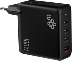 TB 3x USB C + USB A Power Delivery Wall Charger Black, GaN 100W