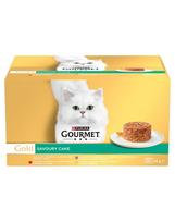 GOURMET Gold Savoury Cake 96x85g su vištiena, jautiena, aviena ir kalakutiena, drėgnas maistas katėms