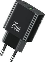 Usams Charger 25W 1xUSB-C 1xUSB-A Fast Charging