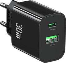 Usams Charger 30W 1xUSB-C 1xUSB-A Fast Charging