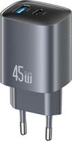 Usams Charger T66 45W CC290 GaN Fast charge silver