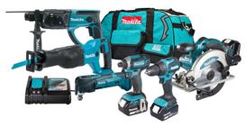 Akumuliatorinių įrankių rinkinys su akumuliatoriumi Makita LXT, 18 V, 5 Ah