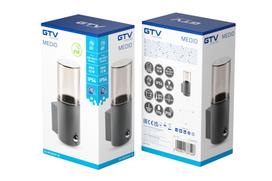 Sieninis lauko šviestuvas GTV Medio, 15W, E27, IP54, pilka sp./skaidri sp., 9 cm x 22 cm