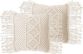 Beliani 2 dekoratyvinių pagalvių rinkinys makro 40 x 45 cm smėlio JORTAN