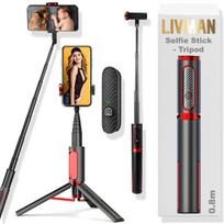 Asmenukių lazda ("Selfie sticks") LIVMAN Oth-AB202 - daugiafunkcis asmenukių lazdas ir trikojis su nuotolinio valdymo pultu, 0,8m