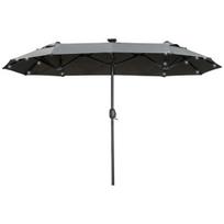 Dvigubas sodo skėtis 295x219 cm su LED apšvietimu, tamsiai pilkas