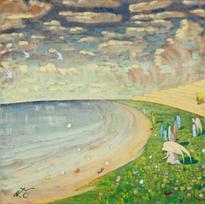 Šilkinė skarelė "Angelėliai" (68*68)