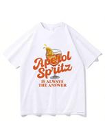 „Aperol Spritz Is Always The Answer“ marškinėliai 2025 m. Vyriški ir moteriški Harajuku marškinėliai, neutralūs, retro stiliaus, laisvi, populiariausios gatvės aprangos gaminiai. S juoda