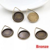 20pcs 12mm Inner Size Simple Pendant Cabochon Cameo Blank Base Setting Bezel Tray Charm for Earrings Bracelet Necklace Findings bronza