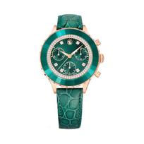 Swarovski Octea Chrono Series Watch Quartz Movement Leather Strap 43*37mm Green Dial Women watches 5672931 Green Dial
