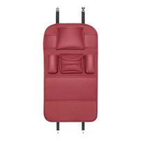 Odinės automobilio sėdynės atlošo organizatorius saugojimo krepšio apsauginis dangtelis, apsaugantis nuo smūgių, automobilio stilius, skirtas automobiliams Automobilio sėdynės atlošo organizatorius nugaros sėdynės apsauga vyno raudonos spalvos