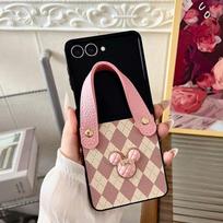 Checkered Wristband Mickey Mouse Phone Case for Samsung Zflip 7 Flip Pocket 2 Folding Leather For  Samsung ZFlip3