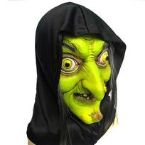 Helovino kūno spalvos raganos kaukė, pabaisų namų pabėgimo kambario kostiumas, išdaigų moteriškas raganos galvos apdangalas, vaidmenų žaidimo rekvizitas Green Witch