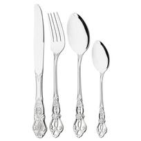4-Piece Luxury Royal Silverware Set, Stainless Steel Flatware Set Service for 1, Dishwasher Safe sidabras