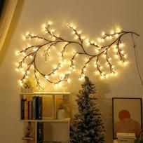 144 žibintai, užburtas gluosnio vynuogynas, lankstomas, apšviestas vynmedžio šakelė Kalėdoms namų vakarėlio sieninė knygų lentyna warm light-96Leds