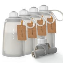 MOMCOZY DAUGKARTINIAI SILIKONINIAI PIENO IR MAISTO LAIKYMO MAIŠELIAI, 5 VNT., PILKI
