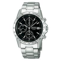 SEIKO SELECTION SBTQ041 Vyriškas laikrodis Maitinamas baterija Kvarcinis Chronografas Data Kalendorius Juodas Ciferblatas Nerūdijančio Plieno 10 ATM Atsparus Vandeniui