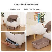 Automatic Smart Cat Litter Box - Anti-Splash, Easy-Clean, Large Electric Toilet with Poop Scooper Open Smart Litter Box kreminė/oranžinė
