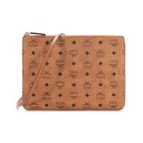 MCM konjako spalvos Visetos odinė užtrauktuku užsegama delninė su riešo dirželiu kasdieniam naudojimui Basic Set (Bag+Dust Bag) brown