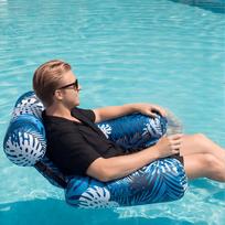 1 vnt. Storas pripučiamas baseino plaukiojantis čiužinys, unisex pripučiamas gultas ir baseino plaukiojantis baras, PVC + Oksfordo audinio medžiaga, tinka baseinams, ežerams Swimming Pool Chair mėlyna