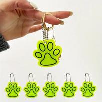 Reflective Pet Pendant Dog Paw Cat Paw Bear Paw Ornament Warning Pendant for Night Travel Student School Bag Hanging Chain